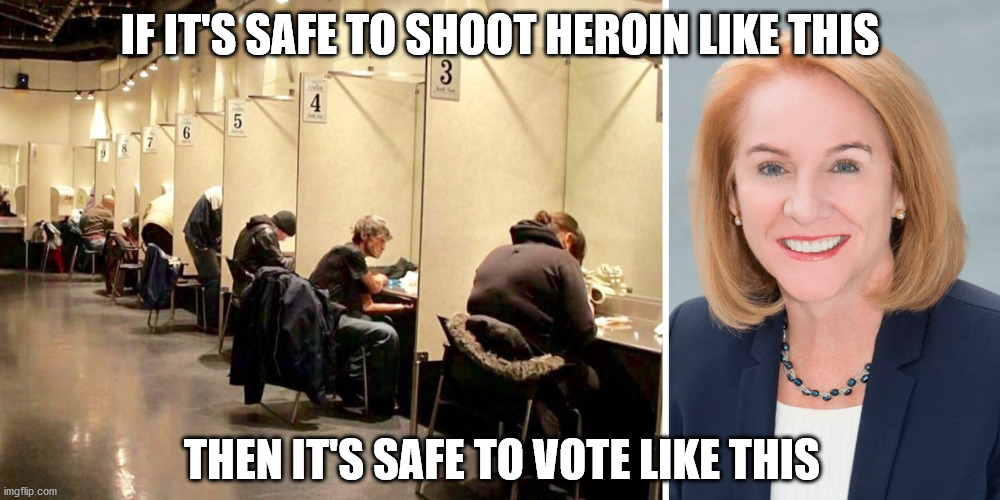 It's a shame they don't put that effort into making sure the polls were safe for voting | IF IT'S SAFE TO SHOOT HEROIN LIKE THIS; THEN IT'S SAFE TO VOTE LIKE THIS | image tagged in vote | made w/ Imgflip meme maker