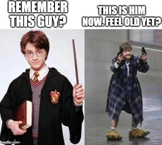 REMEMBER THIS GUY? THIS IS HIM NOW. FEEL OLD YET? | image tagged in harry potter meme | made w/ Imgflip meme maker