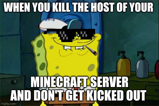 Don't You Squidward | WHEN YOU KILL THE HOST OF YOUR; MINECRAFT SERVER AND DON'T GET KICKED OUT | image tagged in memes,don't you squidward | made w/ Imgflip meme maker