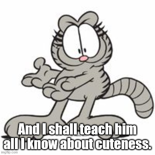 Nermal | And I shall teach him all I know about cuteness. | image tagged in nermal | made w/ Imgflip meme maker