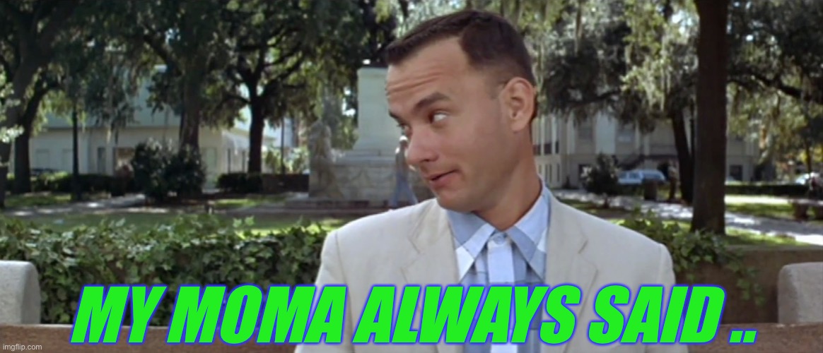 Forest Gump | MY MOMA ALWAYS SAID .. | image tagged in forest gump | made w/ Imgflip meme maker