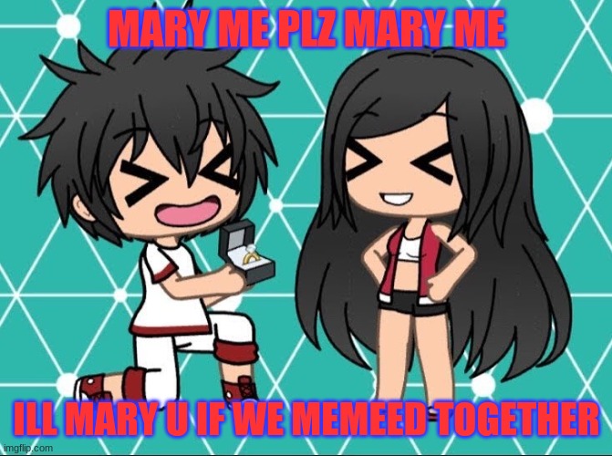 funny gacha memes | MARY ME PLZ MARY ME; ILL MARY U IF WE MEMEED TOGETHER | image tagged in gacha life | made w/ Imgflip meme maker