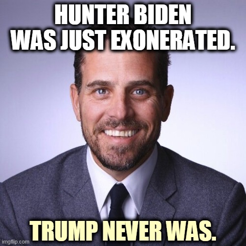 Serves you right for believing Russian propaganda. | HUNTER BIDEN WAS JUST EXONERATED. TRUMP NEVER WAS. | image tagged in hunter biden,clean,trump,dirty,filthy,disgusting | made w/ Imgflip meme maker