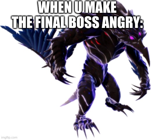 Shrowd is angry! | WHEN U MAKE THE FINAL BOSS ANGRY: | image tagged in memes | made w/ Imgflip meme maker
