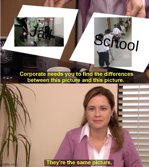 They're The Same Picture Meme | Jail; School | image tagged in memes,they're the same picture,school,jail,jokes | made w/ Imgflip meme maker