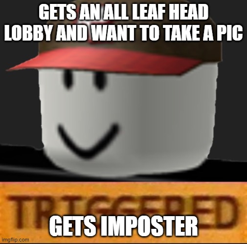 Roblox Triggered | GETS AN ALL LEAF HEAD LOBBY AND WANT TO TAKE A PIC; GETS IMPOSTER | image tagged in roblox triggered | made w/ Imgflip meme maker
