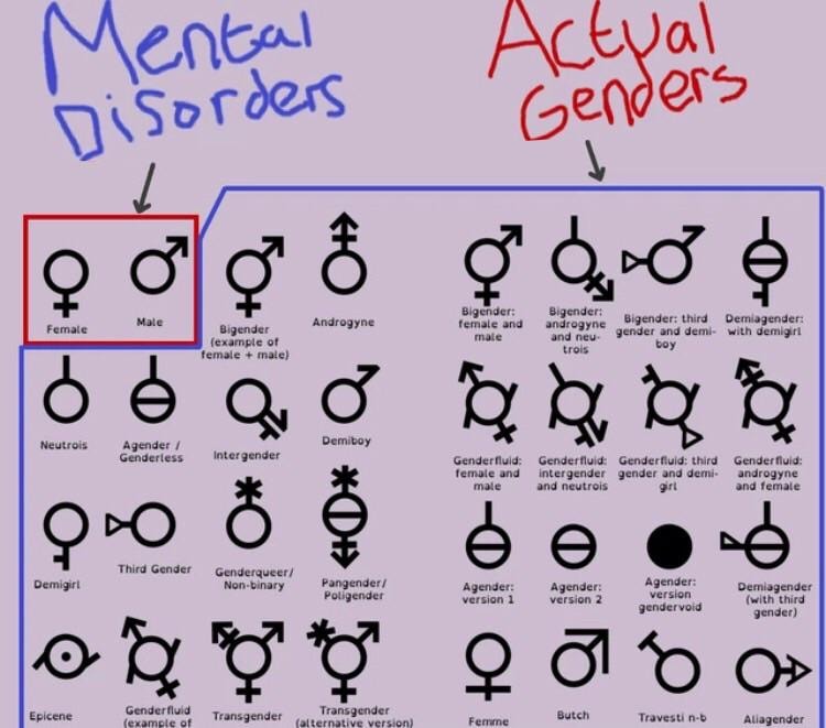 High Quality Mental disorders vs. actual genders Blank Meme Template