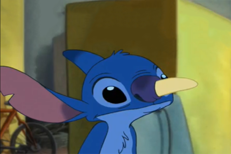 Stitch With A Banana Up His Nose Blank Meme Template