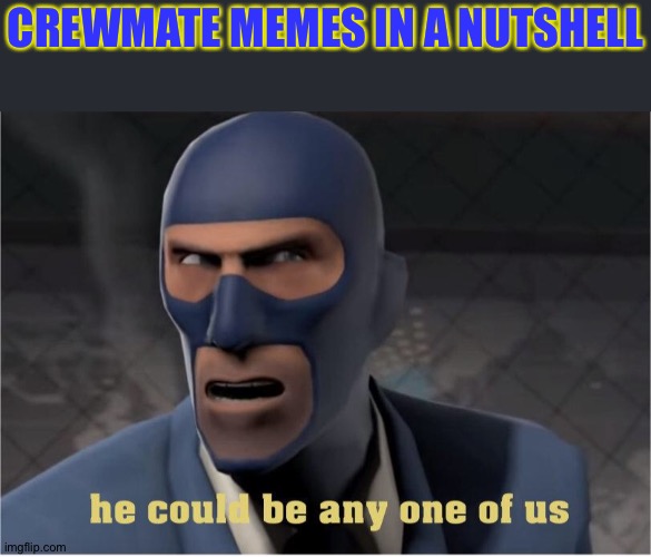 He could be anyone of us | CREWMATE MEMES IN A NUTSHELL | image tagged in he could be anyone of us | made w/ Imgflip meme maker