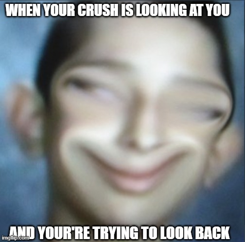 yessir | WHEN YOUR CRUSH IS LOOKING AT YOU; AND YOUR'RE TRYING TO LOOK BACK | image tagged in bruh moment | made w/ Imgflip meme maker