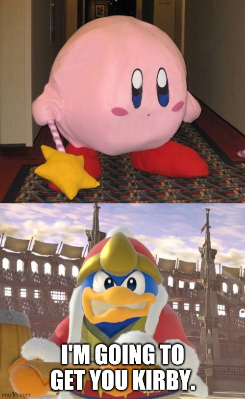It's a actual cosplay. | I'M GOING TO GET YOU KIRBY. | image tagged in kirby,king dedede,star rod,cosplay | made w/ Imgflip meme maker
