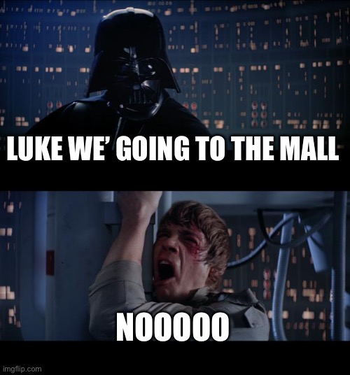 Star Wars No Meme | LUKE WE’ GOING TO THE MALL; NOOOOO | image tagged in memes,star wars no | made w/ Imgflip meme maker