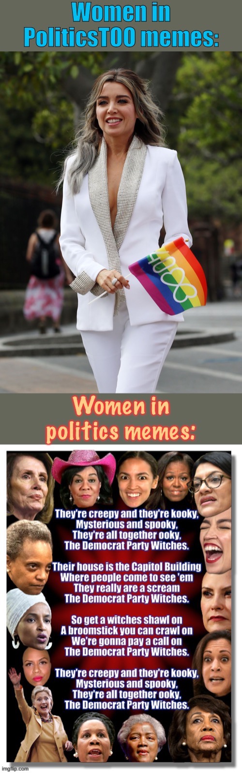 Shameless plug for PoliticsTOO. | image tagged in sexism,memes about memes,memes about memeing,lgbt,gay rights,politics | made w/ Imgflip meme maker