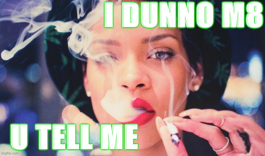 Do I have a point? | I DUNNO M8; U TELL ME | image tagged in rihanna smoking weed,no no hes got a point,missed the point,points,pointless,no no he's got a point | made w/ Imgflip meme maker