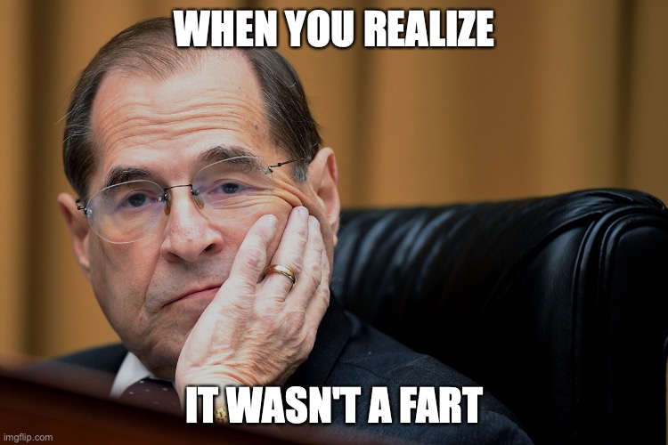 Jerry Nadler poops his pants on live television | WHEN YOU REALIZE; IT WASN'T A FART | image tagged in nadler,that moment when you realize | made w/ Imgflip meme maker