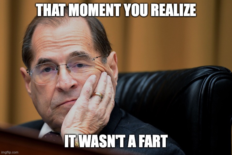 Jerry Nadler poops his pants on live television | THAT MOMENT YOU REALIZE; IT WASN'T A FART | image tagged in nadler,that moment when you realize | made w/ Imgflip meme maker