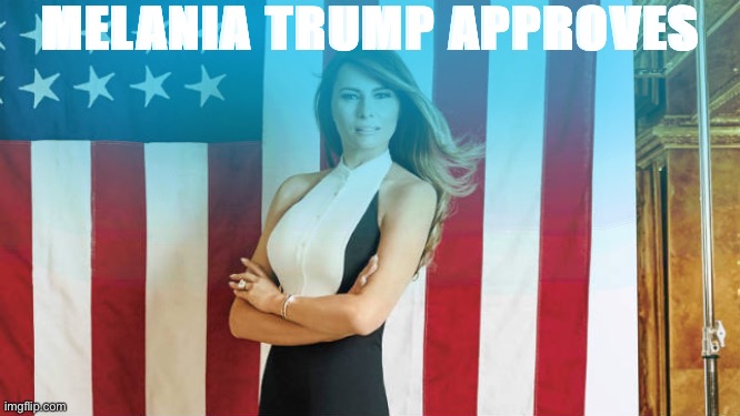 When Melania Trump approves. | MELANIA TRUMP APPROVES | image tagged in melania trump,melania trump meme,patriotic,patriotism,politics lol,political humor | made w/ Imgflip meme maker