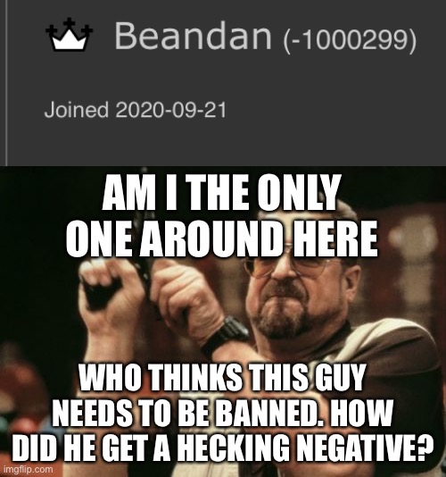 We need to do something | AM I THE ONLY ONE AROUND HERE; WHO THINKS THIS GUY NEEDS TO BE BANNED. HOW DID HE GET A HECKING NEGATIVE? | image tagged in memes,am i the only one around here | made w/ Imgflip meme maker