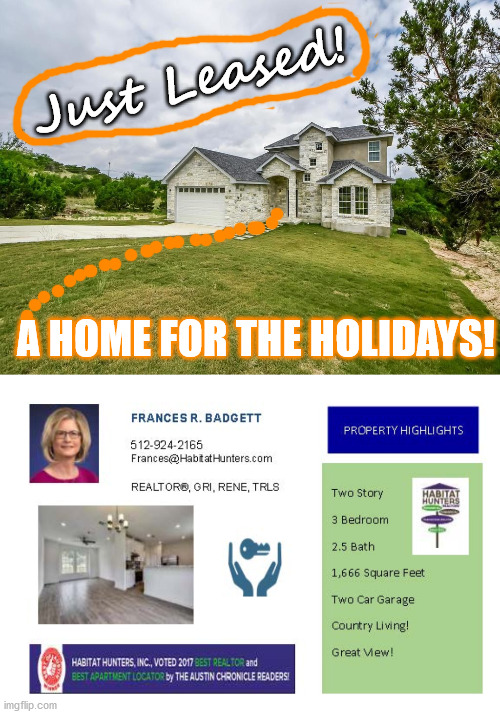Just Leased - Home for the Holidays | Just Leased! A HOME FOR THE HOLIDAYS! | image tagged in houses | made w/ Imgflip meme maker