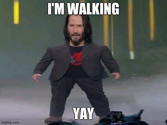 Short Keanu | I'M WALKING YAY | image tagged in short keanu | made w/ Imgflip meme maker