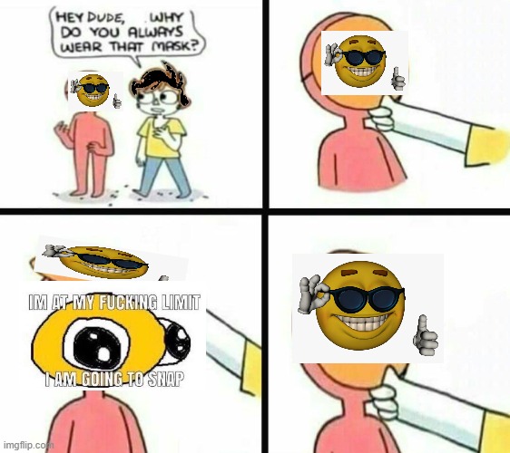 IM AT MY FUCKING LIMIT | image tagged in hey why do you always wear that mask,i am at my fucking limit | made w/ Imgflip meme maker