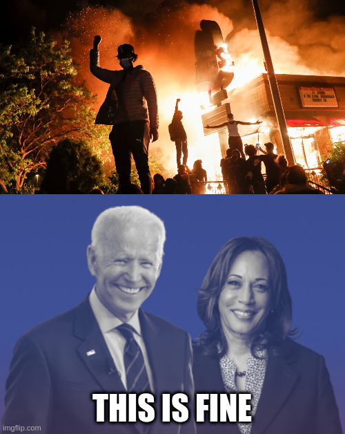 THIS IS FINE | image tagged in blm riots,biden harris 2020 | made w/ Imgflip meme maker