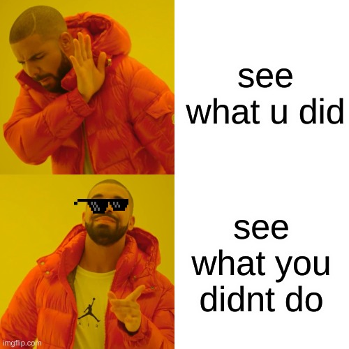 Drake Hotline Bling Meme | see what u did see what you didnt do | image tagged in memes,drake hotline bling | made w/ Imgflip meme maker