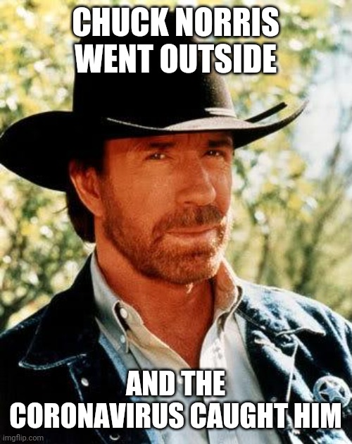 Probably a repost | CHUCK NORRIS WENT OUTSIDE; AND THE CORONAVIRUS CAUGHT HIM | image tagged in memes,chuck norris | made w/ Imgflip meme maker