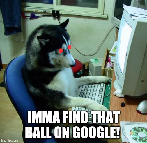 I Have No Idea What I Am Doing Meme | IMMA FIND THAT BALL ON GOOGLE! | image tagged in memes,i have no idea what i am doing | made w/ Imgflip meme maker