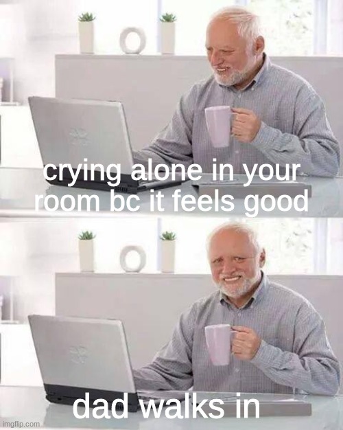 Hide the Pain Harold Meme | crying alone in your room bc it feels good; dad walks in | image tagged in memes,hide the pain harold,wtf,extra-hell | made w/ Imgflip meme maker