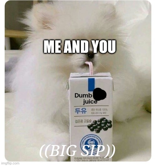 Dumb juice | ME AND YOU ((BIG SIP)) | image tagged in dumb juice | made w/ Imgflip meme maker