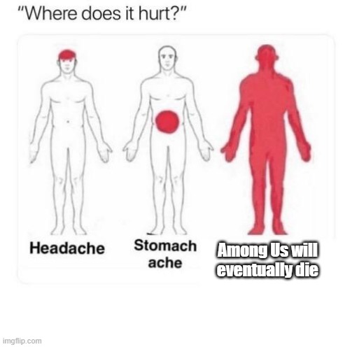 Death | Among Us will eventually die | image tagged in where does it hurt | made w/ Imgflip meme maker