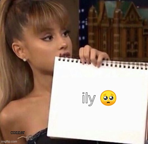 ily babie ari |  ily 🥺; conner | image tagged in ariana,ariana grande,ily,arianaholdingsign | made w/ Imgflip meme maker