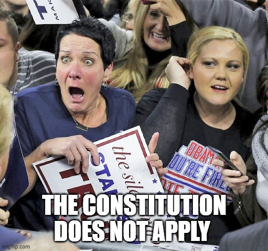 Trump supporters | THE CONSTITUTION DOES NOT APPLY | image tagged in trump supporters | made w/ Imgflip meme maker