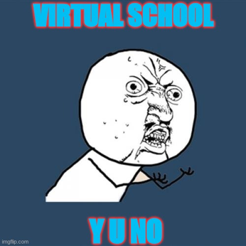 Y U No | VIRTUAL SCHOOL; Y U NO | image tagged in memes,y u no | made w/ Imgflip meme maker