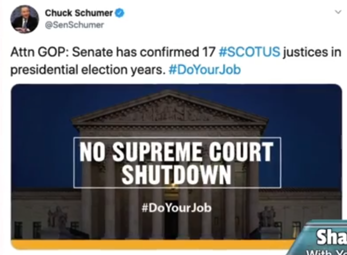 Schumer was in favor of appointing a justice before he wasn't Blank Meme Template