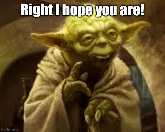 yoda | Right I hope you are! | image tagged in yoda | made w/ Imgflip meme maker