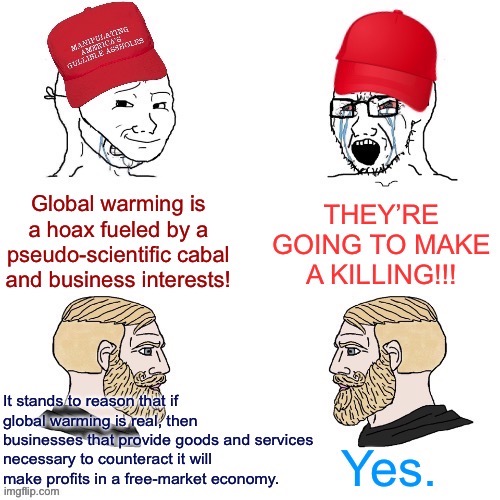 Well gee, both conversations actually describe roughly the same phenomenon: Whose perspective is more reality-based tho | image tagged in climate change,global warming,economy,economics,conservative logic,hoax | made w/ Imgflip meme maker
