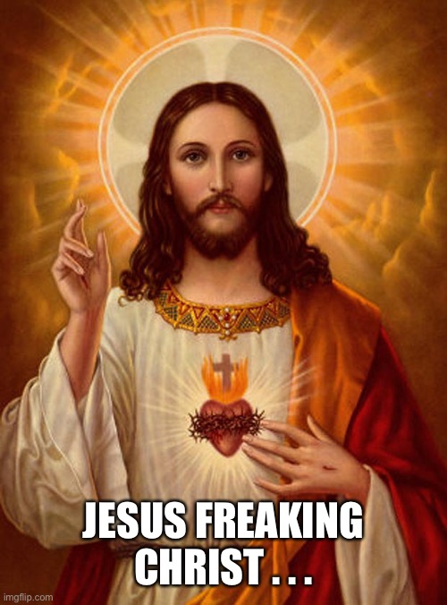Jesus Christ | JESUS FREAKING CHRIST . . . | image tagged in jesus christ | made w/ Imgflip meme maker