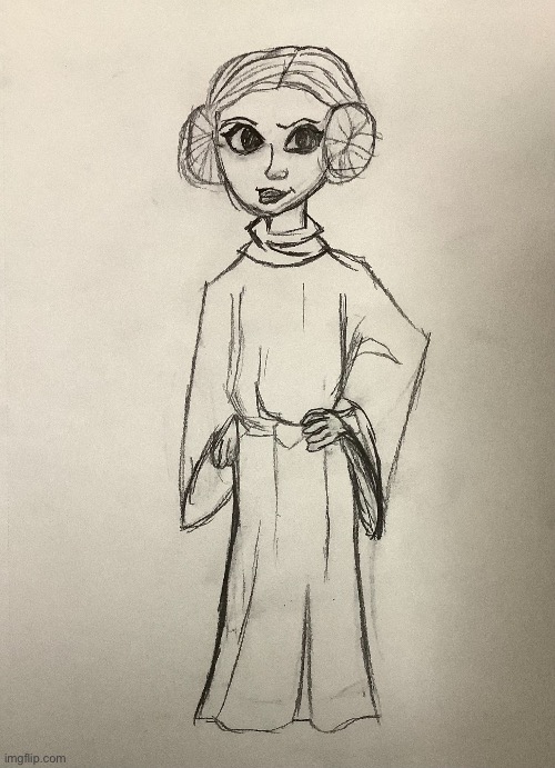 Here is Princess Leia in a different art style | made w/ Imgflip meme maker