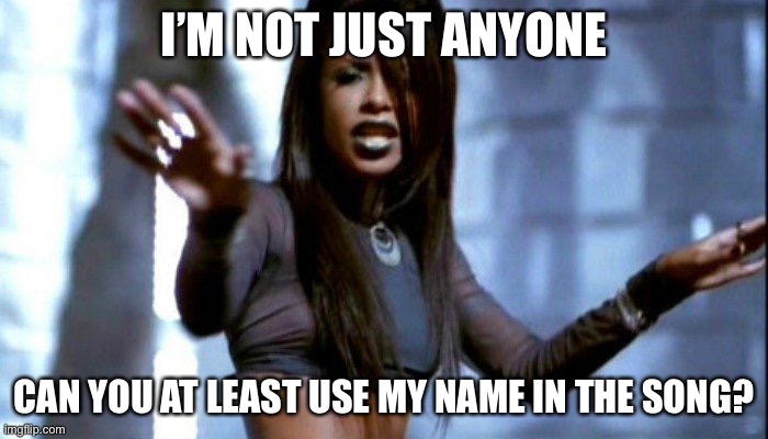 Say my Name | I’M NOT JUST ANYONE; CAN YOU AT LEAST USE MY NAME IN THE SONG? | image tagged in are you that somebody | made w/ Imgflip meme maker