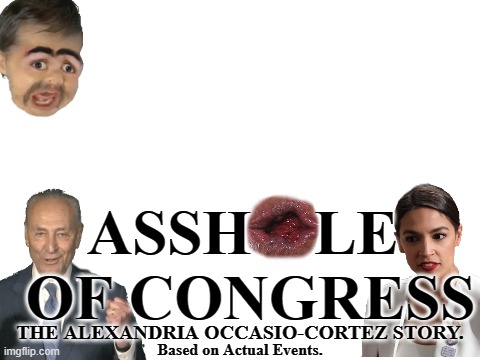 Blank White Template | ASSH    LE  OF CONGRESS THE ALEXANDRIA OCCASIO-CORTEZ STORY. Based on Actual Events. | image tagged in blank white template | made w/ Imgflip meme maker
