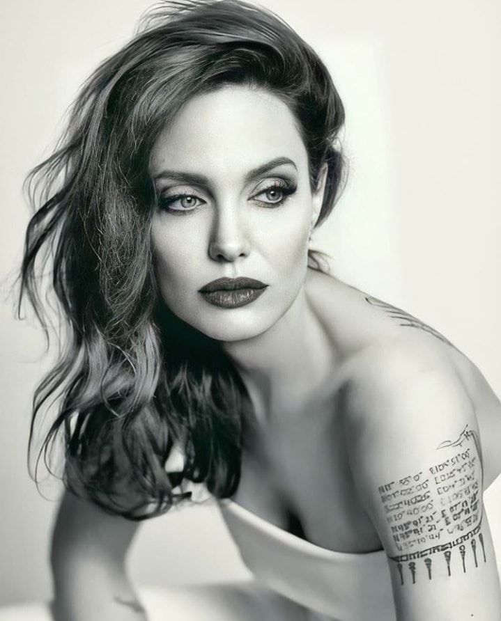 Angelina Jolie black & white Blank Meme Template