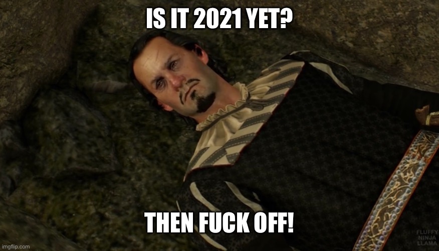 Witcher 3 Sleeping Vamp | IS IT 2021 YET? THEN FUCK OFF! | image tagged in witcher,coronavirus,over,2020,vampire,corona,Witcher3 | made w/ Imgflip meme maker
