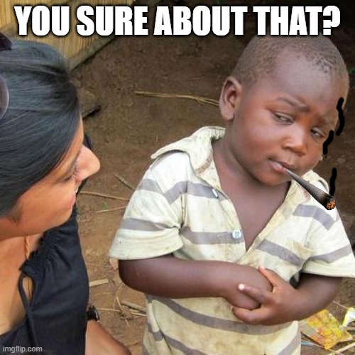 you sure about that? | YOU SURE ABOUT THAT? | image tagged in memes,third world skeptical kid | made w/ Imgflip meme maker