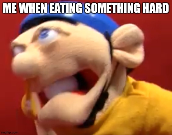 Jeffy Eats | ME WHEN EATING SOMETHING HARD | image tagged in jeffy eating a golf ball,jeffy,cheerios,super mario,logan,memes | made w/ Imgflip meme maker