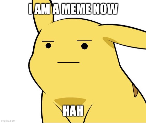Pikachu Is Not Amused | I AM A MEME NOW HAH | image tagged in pikachu is not amused | made w/ Imgflip meme maker