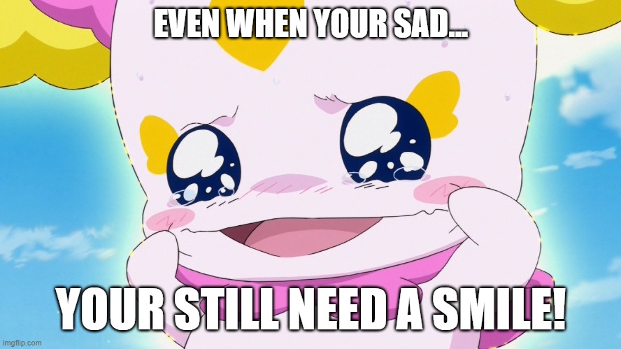 Candy's Smile | EVEN WHEN YOUR SAD... YOUR STILL NEED A SMILE! | image tagged in smile precure,precure,memes | made w/ Imgflip meme maker