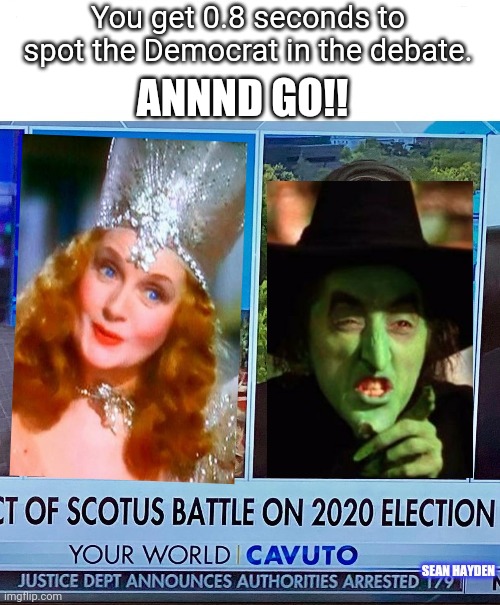 Thank you originator of the original meme - thought it could use an Oz facelift. | You get 0.8 seconds to spot the Democrat in the debate. ANNND GO!! | image tagged in politics,democrats,lol so funny,politics lol | made w/ Imgflip meme maker