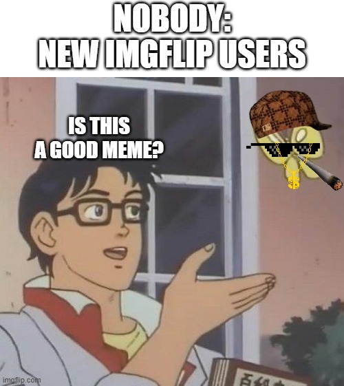 I was once this dumb (I still am now that I think about it) | NOBODY:
NEW IMGFLIP USERS; IS THIS A GOOD MEME? | image tagged in memes,is this a pigeon | made w/ Imgflip meme maker